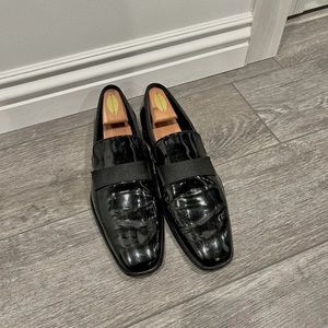 Calvin Klein Bernard Slip On Loafer Black Patent Leather Mens Shoes 8.5